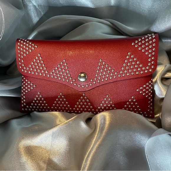 Burgundy Rhinestone Studded Belt Bag Fanny Pack - Picture 7 of 10